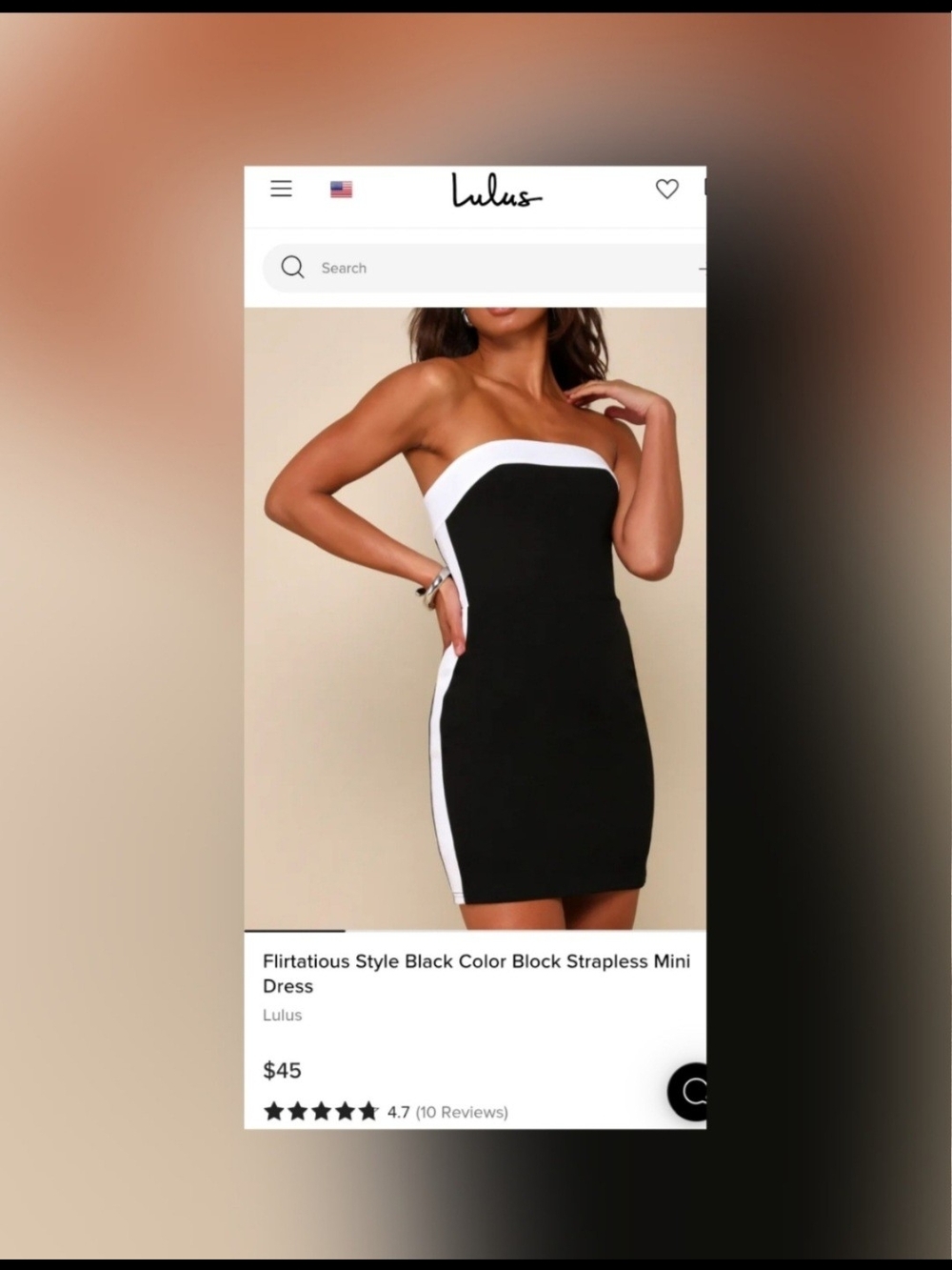 Lulu's Black Strapless Colorblock Mini Dress with White Trim